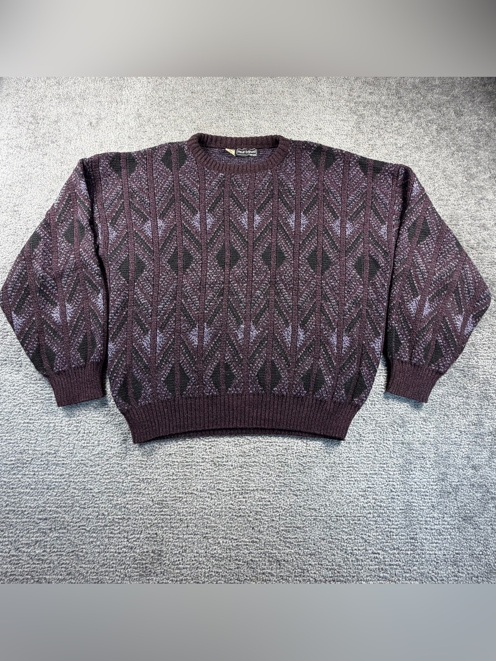 1980s 90s Peter England XL Wool Blend Yarn Retro Grandpa Sweater Italian vintage